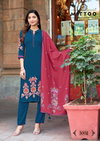 Kalamay By Mittoo Rayon Thread Work Online Kurti With Bottom Dupatta Wholesale
